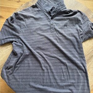 Travis Mathew Charcoal Striped Polo Shirt